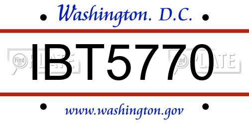 IBT5770 District Of Columbia License Plate