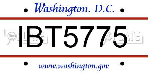 IBT5775 District Of Columbia License Plate
