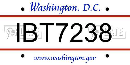 IBT7238 District Of Columbia License Plate