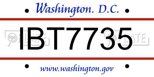 IBT7735 District Of Columbia License Plate