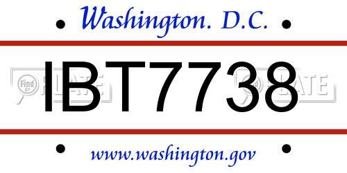 IBT7738 District Of Columbia License Plate