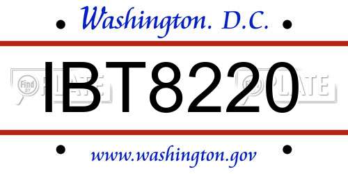 IBT8220 District Of Columbia License Plate