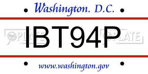 IBT94P District Of Columbia License Plate