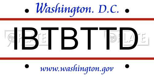 IBTBTTD District Of Columbia License Plate
