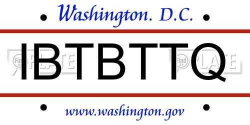 IBTBTTQ District Of Columbia License Plate