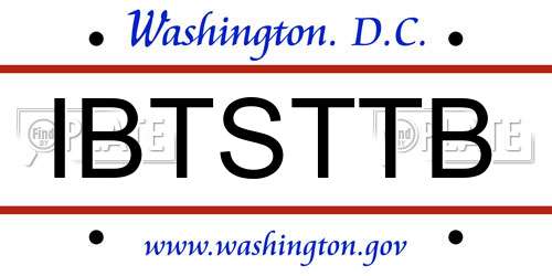 IBTSTTB District Of Columbia License Plate