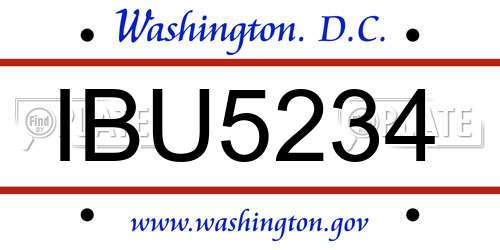 IBU5234 District Of Columbia License Plate