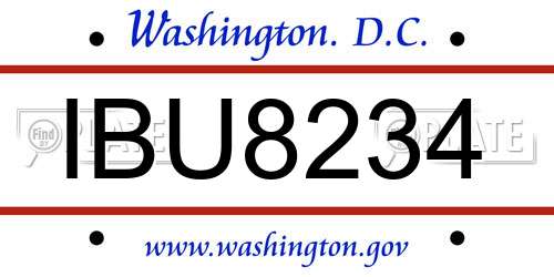 IBU8234 District Of Columbia License Plate