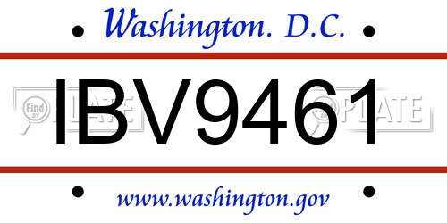 IBV9461 District Of Columbia License Plate