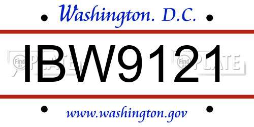 IBW9121 District Of Columbia License Plate