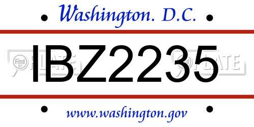 IBZ2235 District Of Columbia License Plate