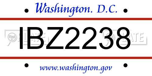 IBZ2238 District Of Columbia License Plate