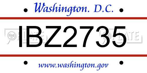 IBZ2735 District Of Columbia License Plate