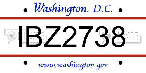 IBZ2738 District Of Columbia License Plate
