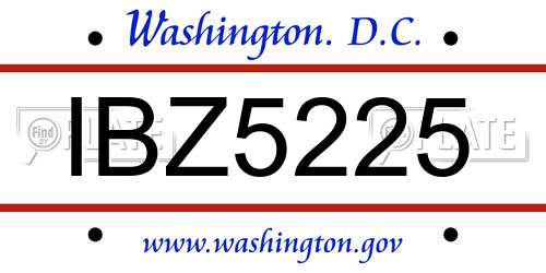IBZ5225 District Of Columbia License Plate