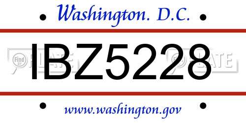 IBZ5228 District Of Columbia License Plate