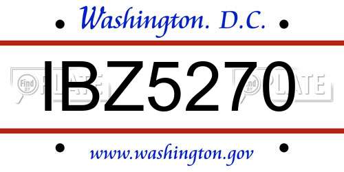 IBZ5270 District Of Columbia License Plate