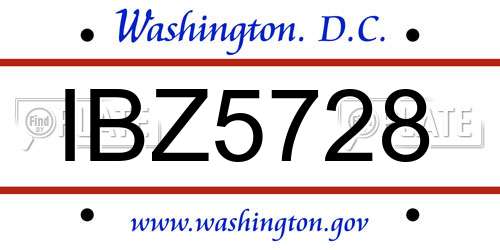 IBZ5728 District Of Columbia License Plate