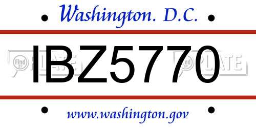 IBZ5770 District Of Columbia License Plate