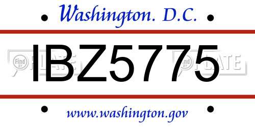 IBZ5775 District Of Columbia License Plate