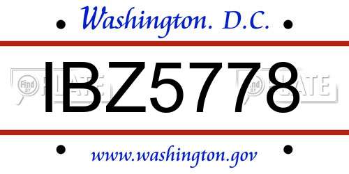 IBZ5778 District Of Columbia License Plate