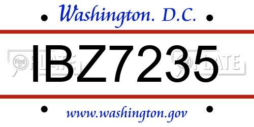 IBZ7235 District Of Columbia License Plate