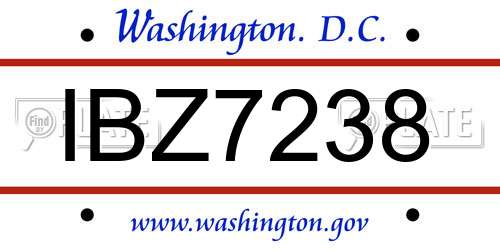 IBZ7238 District Of Columbia License Plate