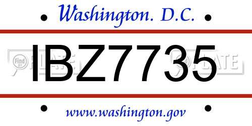 IBZ7735 District Of Columbia License Plate
