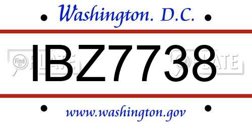 IBZ7738 District Of Columbia License Plate
