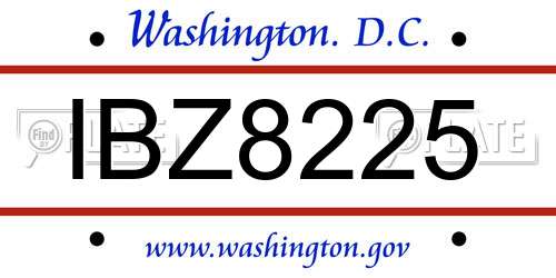 IBZ8225 District Of Columbia License Plate