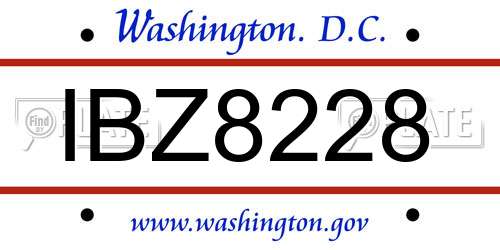 IBZ8228 District Of Columbia License Plate