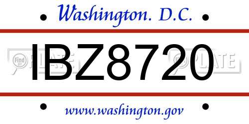 IBZ8720 District Of Columbia License Plate