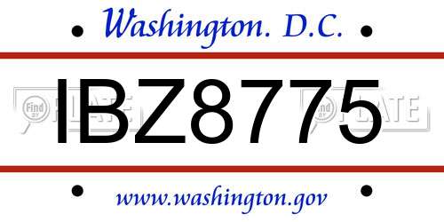 IBZ8775 District Of Columbia License Plate