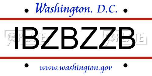 IBZBZZB District Of Columbia License Plate