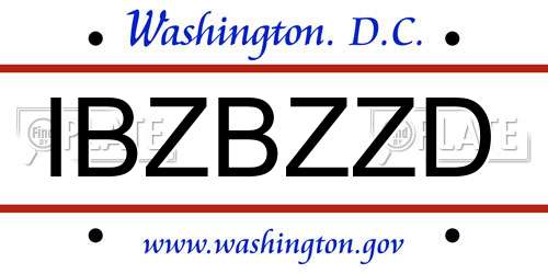 IBZBZZD District Of Columbia License Plate