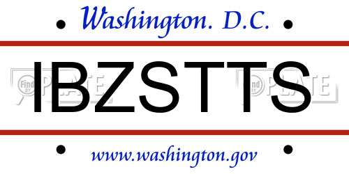 IBZSTTS District Of Columbia License Plate