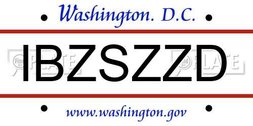 IBZSZZD District Of Columbia License Plate