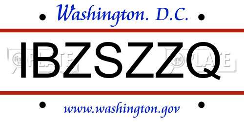 IBZSZZQ District Of Columbia License Plate
