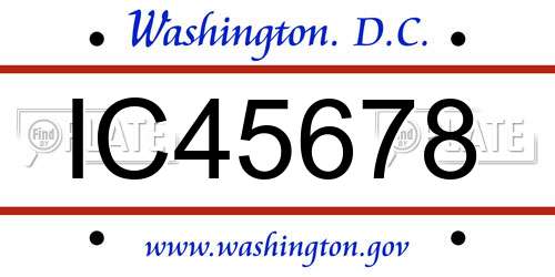 IC45678 District Of Columbia License Plate