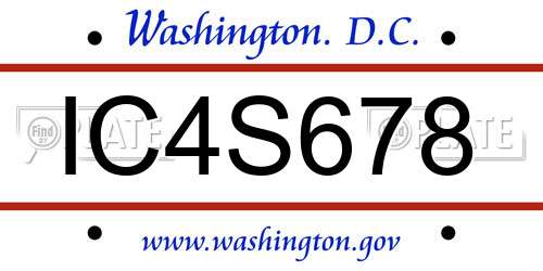 IC4S678 District Of Columbia License Plate