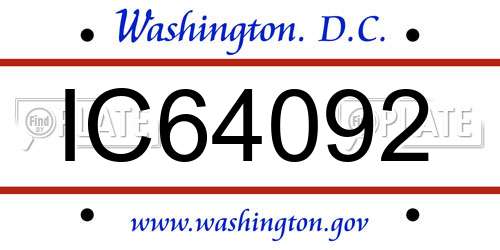 IC64092 District Of Columbia License Plate