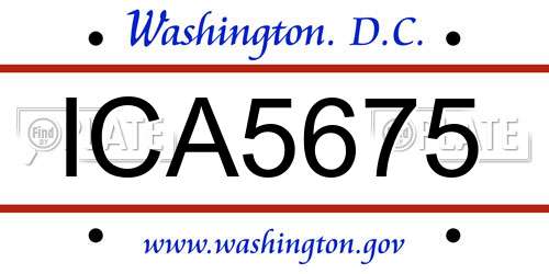 ICA5675 District Of Columbia License Plate