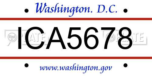 ICA5678 District Of Columbia License Plate
