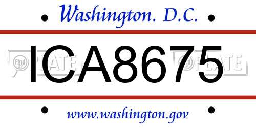 ICA8675 District Of Columbia License Plate