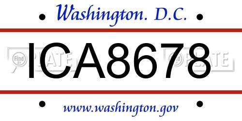 ICA8678 District Of Columbia License Plate