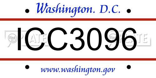 ICC3096 District Of Columbia License Plate
