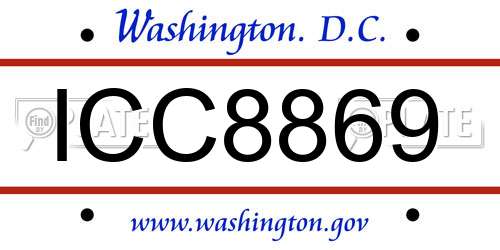 ICC8869 District Of Columbia License Plate