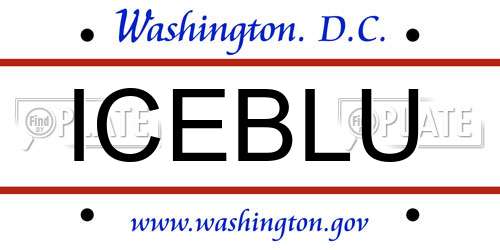 ICEBLU District Of Columbia License Plate