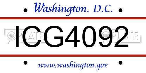 ICG4092 District Of Columbia License Plate
