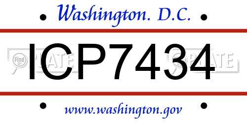 ICP7434 District Of Columbia License Plate